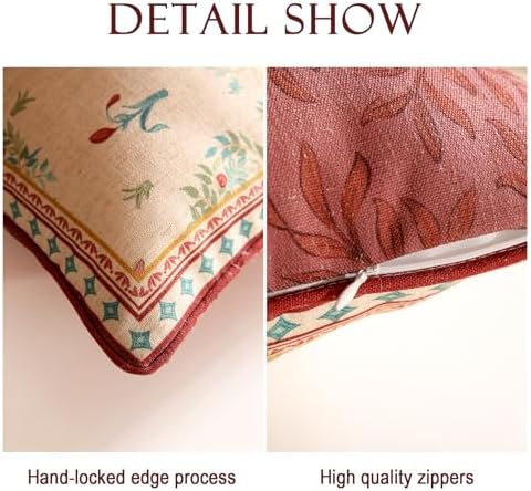 patdrea Designer Pack of 2 Square Throw Pillow Covers,Farmhouse Vintage Linen with Beige Ancient Idyll Pattern Pillows Cover,Decorative Pillowcases Cushion for Bed Living Room Outdoor Car,18"x18" - Image 4