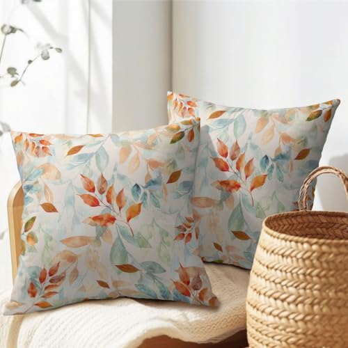 Fall Maple Leaves Pillow Covers Orange 22x22 Set of 2 Highly Absorbent - Image 7