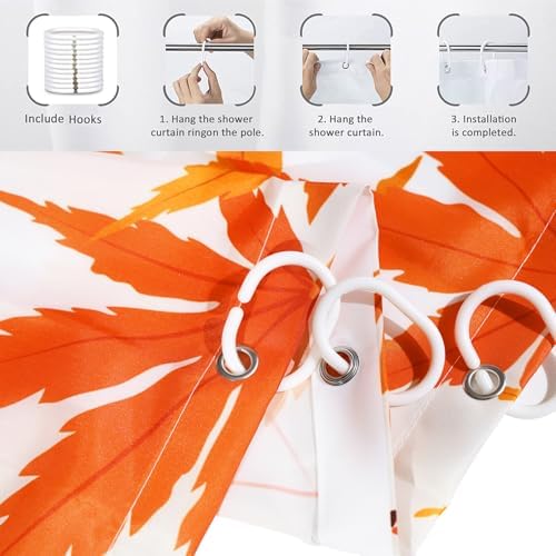 Thanksgiving Turkey Shower Curtain, Fall Autumn Harvest Pumpkins Sunflower Plaid Thanksgiving Day Bathroom Curtain Waterproof Fabric Machine Washable with Hooks, 72" Wx84 L - Image 6