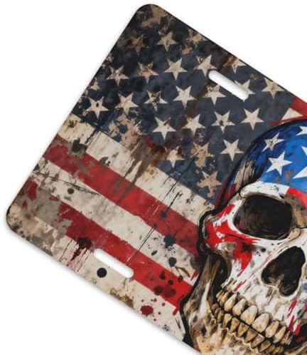 Skull Vintage American Flag Front License Plate 6" * 12" for Women
