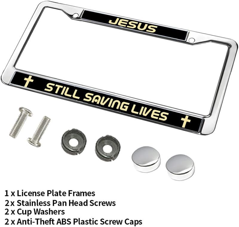Jesus Still Saving Lives License Plate Frame Metal God is the Source Chrome License Plate Frame Bible Scripture License Plate Frame for Birthday Gift with Mounting Gift Kit