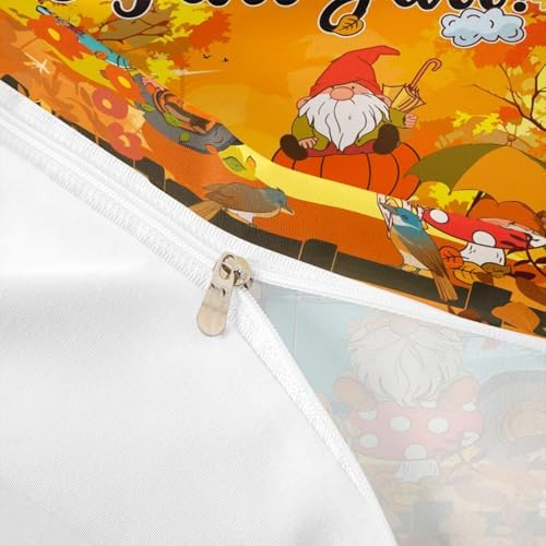 Autumn Pumpkin Kids Duvet Cover Set King Size,Cute Gnomes Truck Harvest Bedding Set,Girls Boys Adults Room/Cabin Decor,Fall Maple Leaves Comforter Cover,Colorful Bright Quilt Cover,2 Pillowcases - Image 6