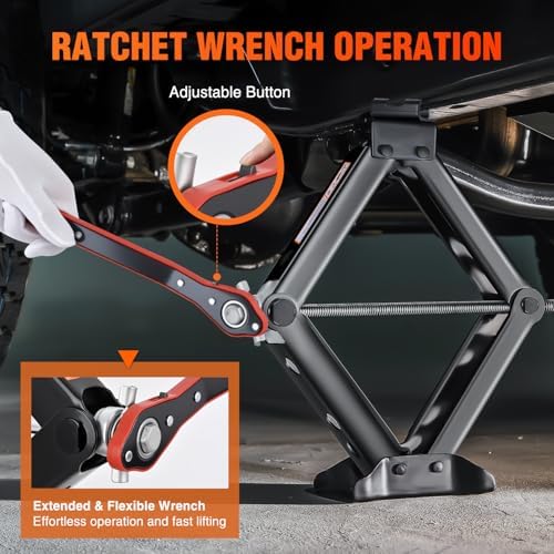 Nilight Scissor Jack for Car 1.5 Ton 3307 lb Lift Jack Kit w Ratchet Wrench - Image 3