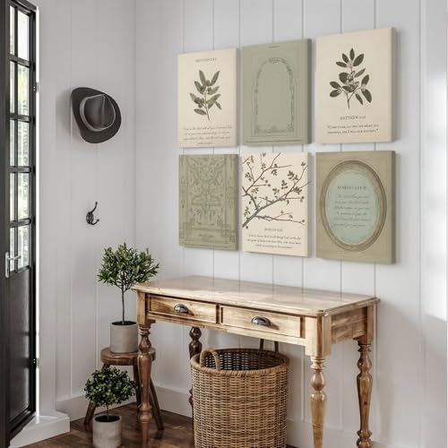 Sage Green Christian Wall Art Posters Vintage Bible Verse Canvas Wall Decor Scripture Botanical Art Prints Religious Pictures Christian Paintings Artwork Living Room Bedroom 12x16x6 Inch Ready to Hang - Image 5