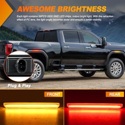 Nilight Fender Side Marker Lights 4PCS for 2020-2025 GMC Sierra 2500HD