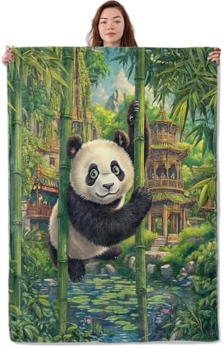 Playful Panda Blanket, Soft Cozy Warm Throw Blanket for Adults Kids Women, Comfy Lightweight Fuzzy Flannel Blankets for Couch, Travel, Car, Home Decor 80×60 Inch by Unknown