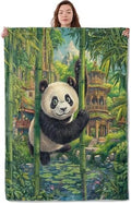 Playful Panda Blanket, Soft Cozy Warm Throw Blanket for Adults Kids Women, Comfy Lightweight Fuzzy Flannel Blankets for Couch, Travel, Car, Home Decor 60×50 Inch by Unknown