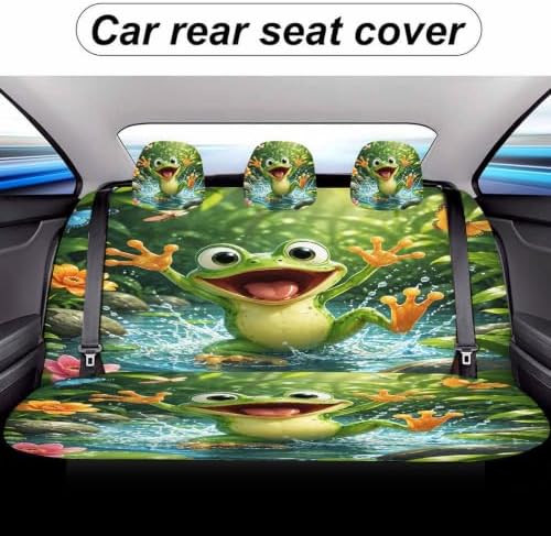 Happy Frog Rain Pattern Car Seat Covers, Trendy Universal Car Seat Protector Full Set, Automotive Seat Covers for Front Seats Rear Seat Back Seat Gift
