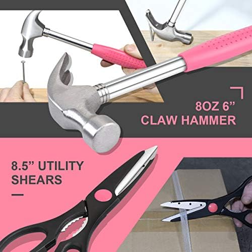 DNA MOTORING 39-Piece Portable Car Emergency Tool Kit, Home Repair Tool Kit, With Storage Box, Suitable For Home Diy, Car Repair, and Roadside Emergencies, Pink,TOOLS-00009 - Image 2