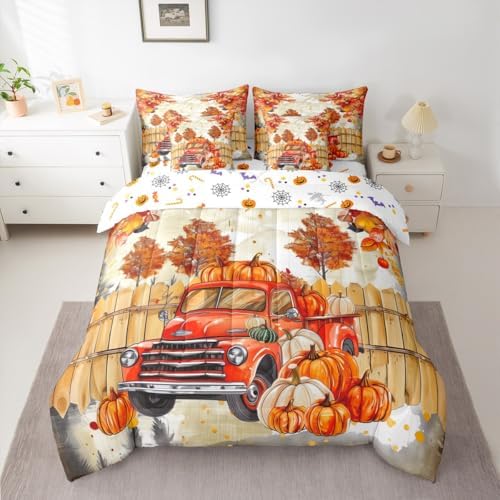 Erosebridal Thanksgiving Pumpkin Bed in A Bag Queen Comforter Set 7 Piece - Image 3