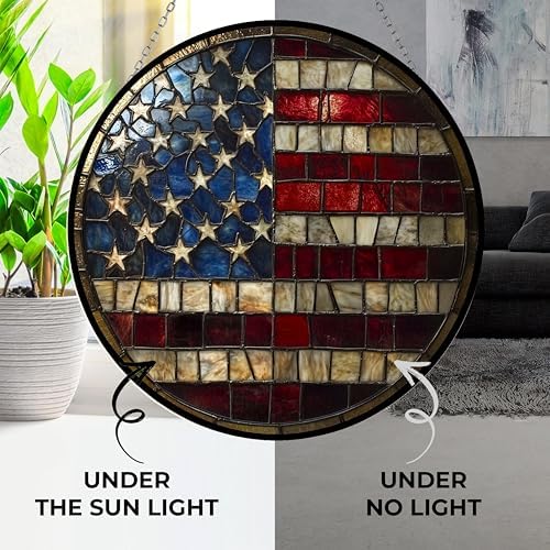 USA Flag Stained Glass Window Hanging by Clare Donovans Stained Glass Suncatcher Birthday Gift for Mom Grandma Teacher Women Friend Memorial Hook - Image 4