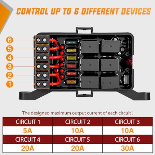 Nilight 6 Gang Switch Panel Red 12V 60A Circuit Control Relay System 4-Mode