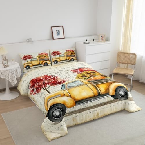 Sunflower Comforter Set Pumpkin Bedding Set Women Adults Girls Full - Image 6
