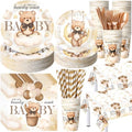 Funnymoom 452 Pcs Brown Bear Baby Shower Party Decorations for 50 Guests by Funnymoom