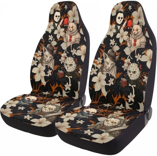 GENANY Horror Character Collage Car Seat Covers, 2-Piece Front Seat Set