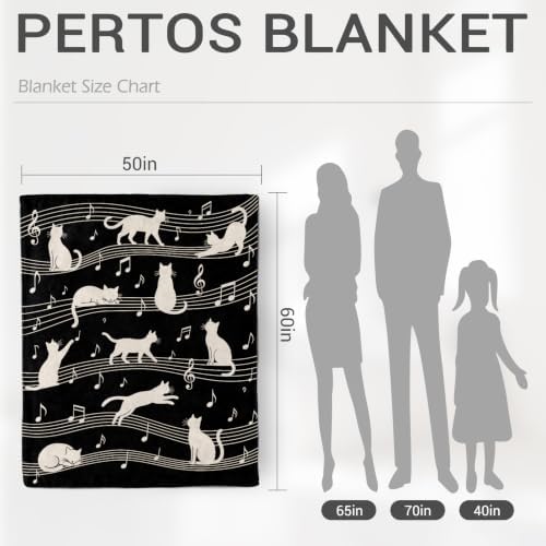 Jekeno Music Cat Gifts Blanket for Women Man, Musical Notes Theme 80"x60" - Image 5