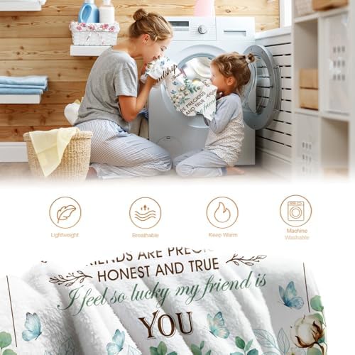 Friendship Gifts for Women Bestie Soul Sister, Best Friend Forever BFF Present for Wedding Birthday, Throw Blanket for Couch Bed Sofa 50"x60" - Image 6