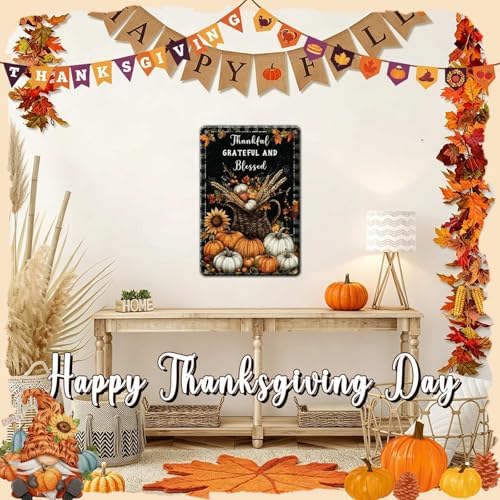 Fall Sign Thanksgiving Vintage Decor Thankful Grateful Blessed 8x12Inch - Image 5