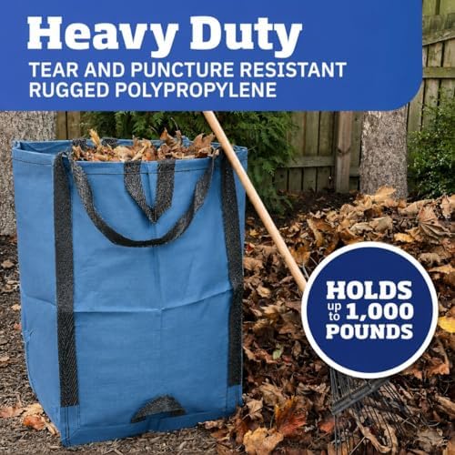 DURASACK Heavy Duty Home and Yard Bags 48-Gallon Reusable Self-Standing Lawn and Leaf Bags Garbage Can with Reinforced Handles, Ocean Blue, 3 Pack - Image 4