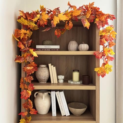 CQURE 20 Pack Fall Leaf Garland, Total 118Ft Artificial Fall Vines Autumn Garland Fall Maple Leaves Thanksgiving Decor for Home Wedding Fireplace Party - Image 5