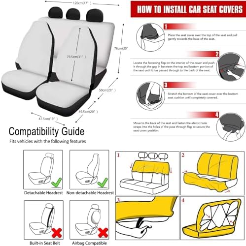 12Pcs Brown Horse Auto Seat Cover Protection Front Rear Seats,Breathable 15 Inch Steering Wheel Covers+Coaster+Keychain+Armrest+Seat Belt Pads,Southwestern Tribal Horse Car Accessory Decor