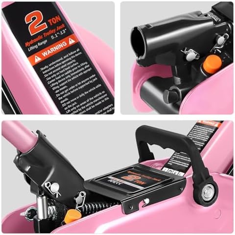 DNA Motoring Low Profile Hydraulic Trolley Service/Floor Jack, 2 Ton (4000 lbs) Capacity, Lifting Range 5.1"-13", Pink, TOOLS-00474-PK - Image 6