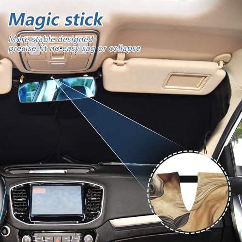 Windshield Sun Shade Horses Animals Car Sunshade for Auto Truck SUV, Sun Shield that Keeps Your Vehicle Cool, Foldable, Storage Bag 62 x 32 in