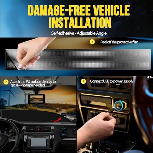 52.4" Large Size Windshield Eyes for Car -Devil Eye Light HCYHNB 5V USB with Customizable APP & Remote Control, Programmable LED Sign for Semi Trucks/Cars (52"x8"-1PC)