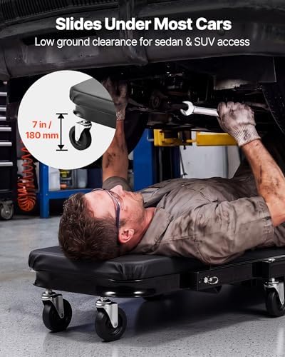 VEVOR 40 in 3-in-1 Folding Mechanic Creeper, Heavy Duty Z-Creeper Garage Roller, 480 lbs Under Car Rolling Creeper with 6 Swivel Casters, Padded Seat for Auto Repair - Image 3