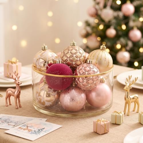 DecorbyHannah 12ct Pink Gold Christmas Ornaments Tree Decorations 2.36Inch - Image 4