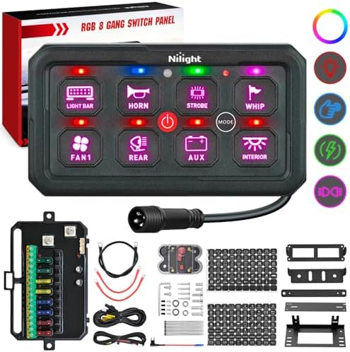 Nilight 8 Gang Switch Panel APP RGB 12V 24V Circuit Control System 4-Mode
