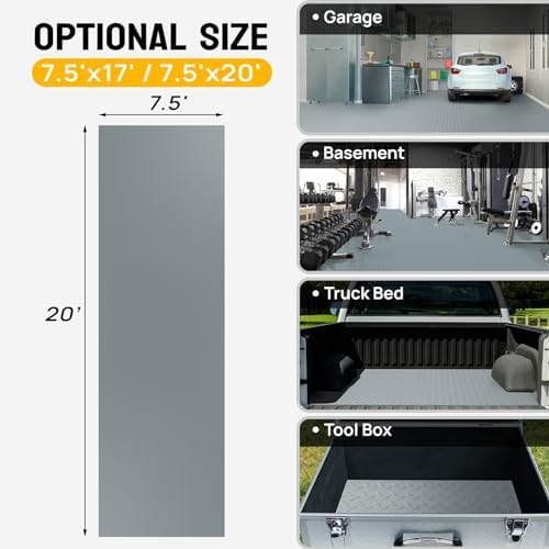 TUFFIOM 7.5 x 20 FT Garage Floor Mat, Thickened Diamond Plate PVC Garage Mats Flooring Roll for Under Car, Garage Parking Mats for Floor Large SUVs, MPV, Pickup Truck - Image 6