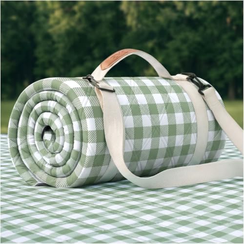 RYCHIC Waterproof Picnic Blanket Beach Mat Outdoor Rug Outside Matt Extra Large Water Sand Proof Fold Up Xl Pic nic Weighted Thick Padded Roll Up Grass Lawn Yard Festival Concert Travel Essential Gift by RYCHIC