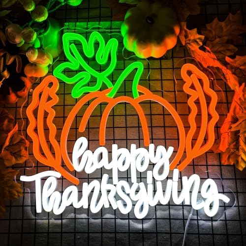 Happy Thanksgiving Neon Sign for Thanksgiving Decoration Pumpkin Neon Sign Happy Thanksgiving Light for Door Wall Art Window Home Party - Image 2