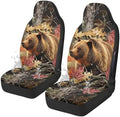 Bulopur Waterproof Car Seat Covers Front Seats Brown Bear Car Seat Cover Protector de Air Bag Compatible Auto Interior Cushion Cover Western Car Accessories Set