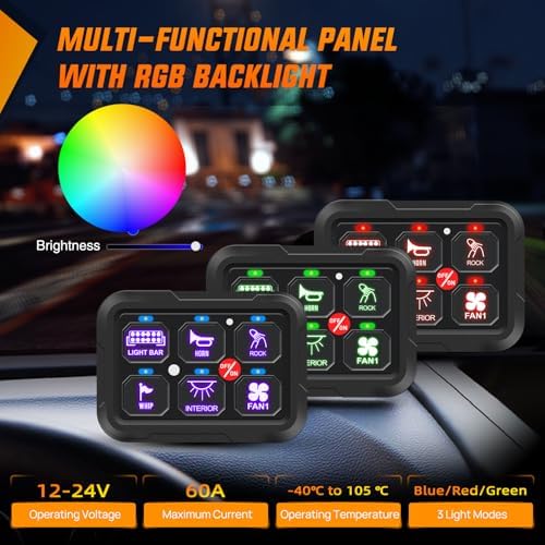 Nilight 6 Gang Switch Panel Relay System w/APP Control Automatic Dimmable