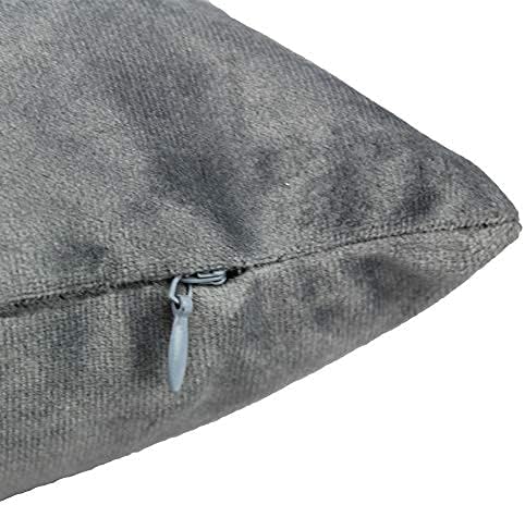 VAKADO Grey Gray Velvet Throw Pillow Covers Set Soft Solid Decorative Square Cushion Cases Cozy Pillowcases for Sofa Bedroom Couch Car 18 x 18 Inch Pack of 2 - Image 3