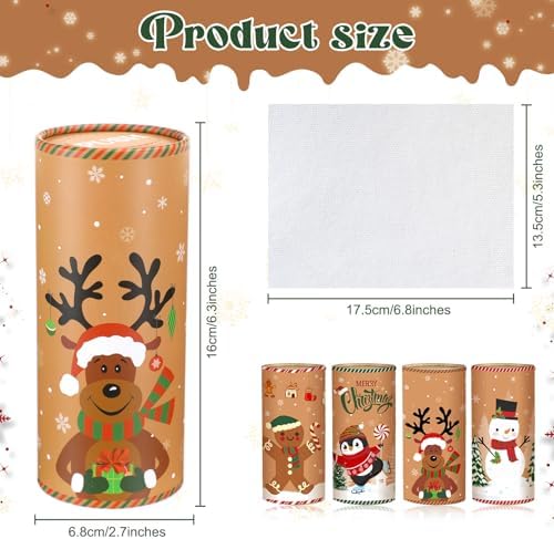 Hushee 4 Pcs Christmas Car Tissue Cylinders with 200 Tissues (Retro Xmas) - Image 2