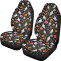 Talayituse Daisy Floral Ghost Print Car Seat Cover for Front Seats, Stretchy Soft Vehicles Seat Cover Universal Fit High Back Car Interior Accessories for SUV Van Sedan Halloween Decor