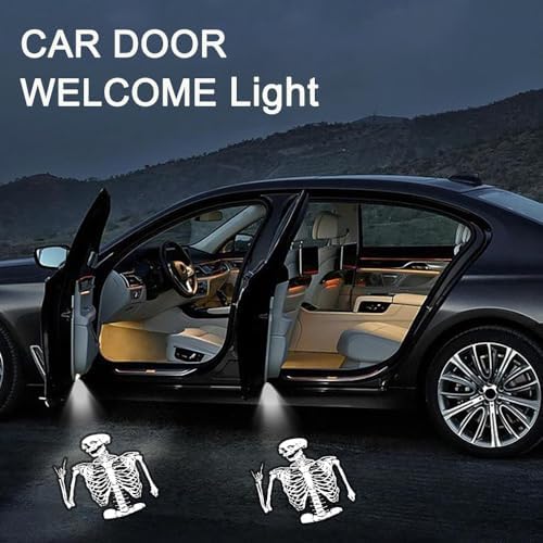 2PCS Skeleton Cars Door Logo Projector LED Shadow Light Welcome Lamp