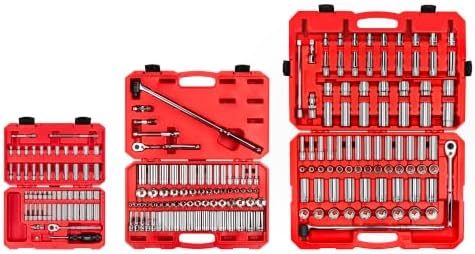 TEKTON 1/4, 3/8, 1/2 Inch Drive 6-Point Socket and Ratchet Set | SKT95304 by TEKTON
