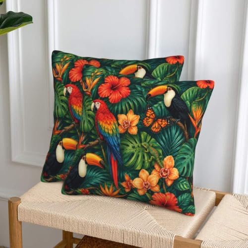 Tropical Plants Throw Pillow Covers 18x18 inch Set of 2 - Image 4