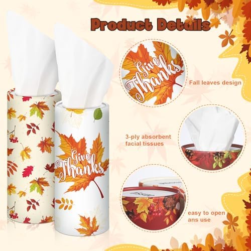 Hushee 10 Pack Thanksgiving Car Tissue Cylinders with 500 Facial Tissues - Image 3