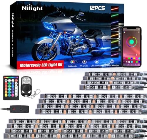 Nilight 12PCS Motorcycle RGB LED Light Kit APP and Remote Control
