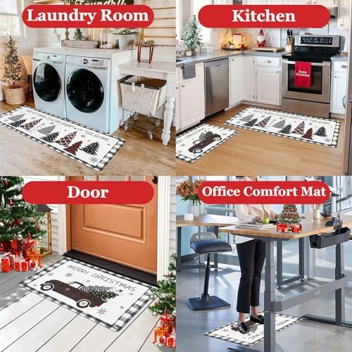 U'Artlines 2Pcs Christmas Anti Fatigue Kitchen Rugs and Mats,Tree, Truck - Image 5