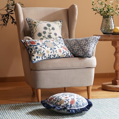 patdrea Designer French Blue Throw Pillow Cover,12"x20",Set of 2 - Image 6