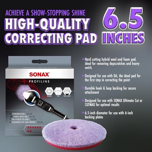 SONAX Hybrid Wool Pad | Heavy Cut Polishing Pad for Dual-Action Machines | Reduces Polishing Time | Removes Deep Scratches & Matting | 85% Wool, 15% Polyester | Low Heat Generation | 494100 | 165mm - Image 2