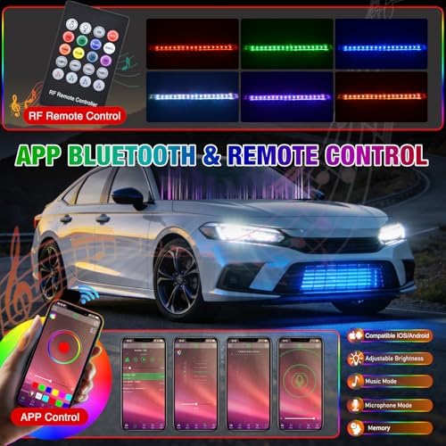 Nilight 4PCS 24" RGB LED Grille Light Strips with APP & Remote Control