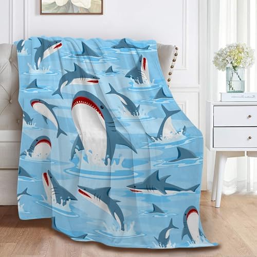 Cute Sharks Blanket Gifts for Girls Boys Women - Super Soft Cozy Warm Throw Sheet for Couch Bed Sofa Office Decor All Season 90"x120" for Whole Family - Image 3