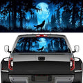 Vintage Wolf Pickup Truck Decals Rear Window, Full Moon Forest Animal Howling Automotive Decals and Graphics Rear Window Decals for Trucks, Car Window Decal Sticker 66 x 22 inch